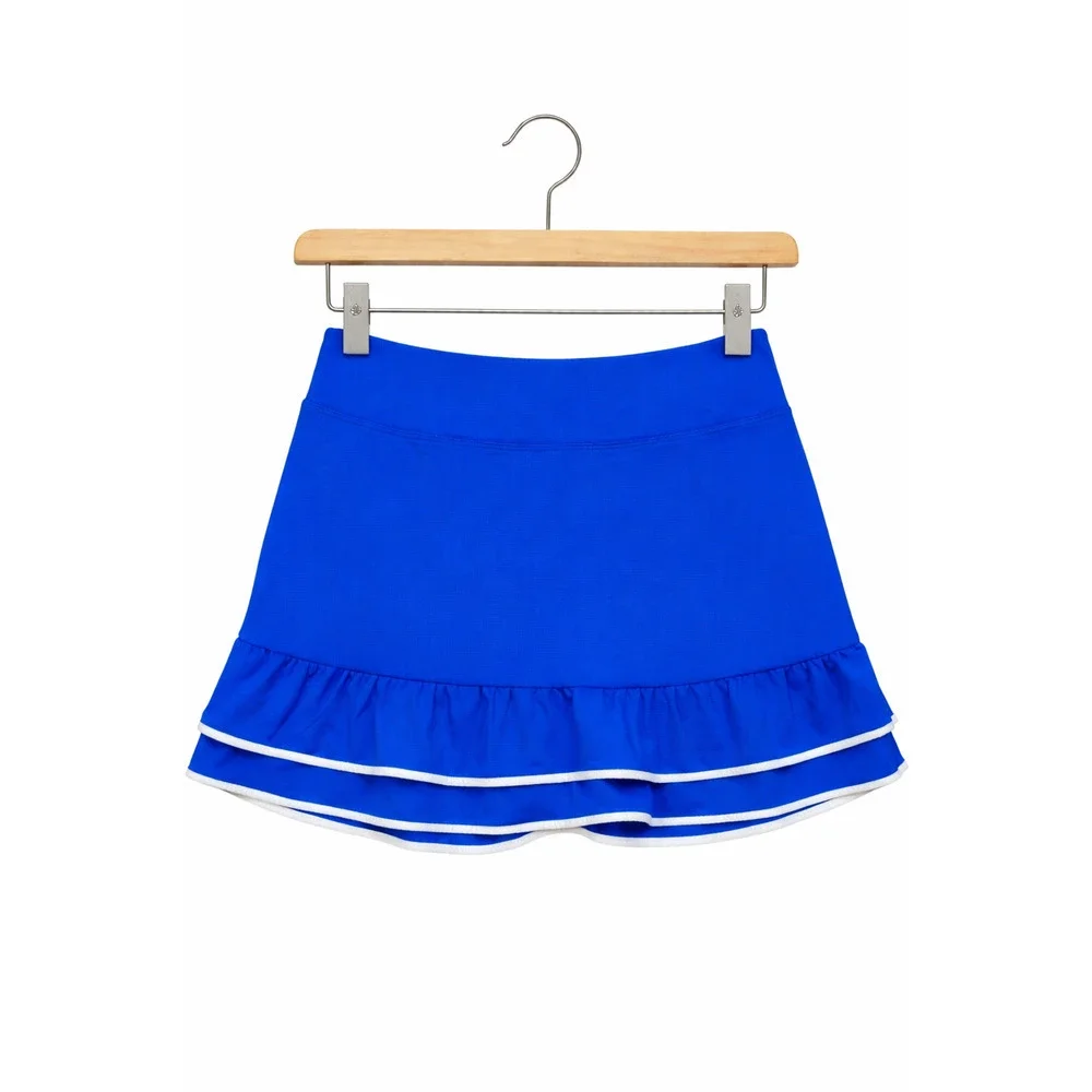 New X By Gottex Blue Tennis Skort Size Medium Ruffles Pickleball Golf Athleisure